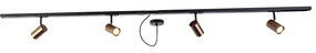 Sistema de Trilho Monofásico Bronze Escuro com 4 Focos e Fonte de Alimentação Circular - Jeana