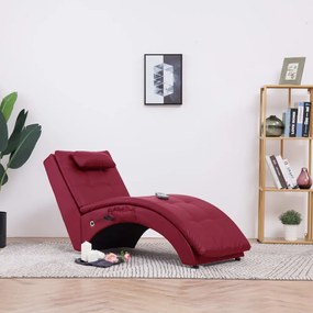 Chaise longue massagem c/ almofada couro artif. vermelho tinto