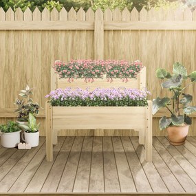 Horta Elevada de Madeira de 2 Níveis Horta para Cultivo de Plantas Flores Verduras 86x85x72 cm Madeira