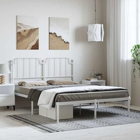 Estrutura de cama com cabeceira 135x190 cm metal branco
