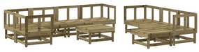 10 pcs conjunto lounge de jardim c/ almofadões pinho impregnado