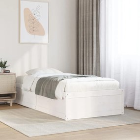 vidaXL Cama sem colchão 100x200 cm madeira de pinho maciça branco