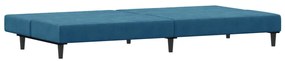 Sofá-cama 2 lugares c/ apoio de pés veludo azul