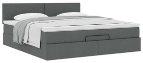 Estrutura de cama otomana com colchão 180x200cm cinzento escuro