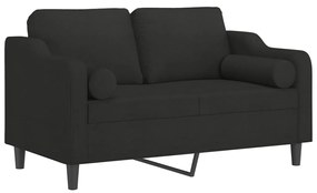Sofá 2 lugares + almofadas decorativas 120 cm tecido preto