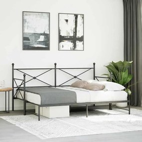 Cama de dia com gavetão sem colchão 80x200 cm aço preto