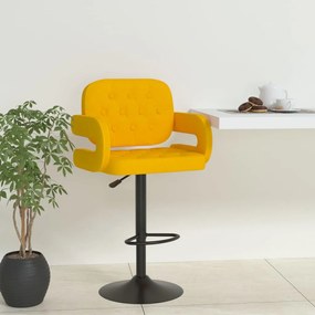 vidaXL Banco de bar tecido amarelo mostarda