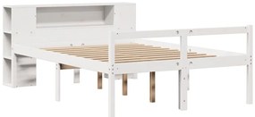 Cama com estante sem colchão 150x200 cm pinho maciço branco