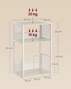 Armario para gira-discos 30 x 43 x 69 cm com 3 prateleiras para um máximo de 100 álbuns branco vintage