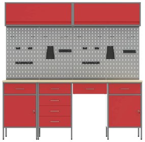 vidaXL Bancada de trabalho 10 pcs Preto 200 x 55 x 200 cm Aço