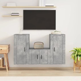 vidaXL Conjunto móveis de TV 3 pcs madeira processada cinzento cimento