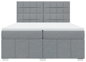 Cama com molas/colchão 200x200 cm tecido cinza-claro