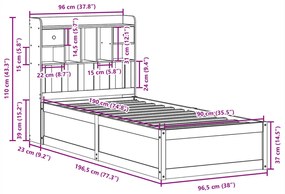 Cama sem colchão 90x190 cm madeira de pinho maciça castanho-mel