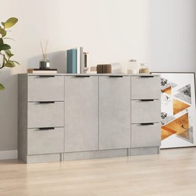 vidaXL Aparadores 3 pcs derivados de madeira cinzento cimento
