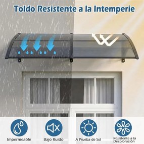 Toldo porta ou janela para Entradas, 197 x 89 x 24 cm, Proteção Anti-UV e Contra a Chuva, Cinzento-escuro