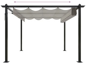 Gazebo de jardim com telhado retrátil 3x3 m cor creme