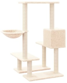 Árvore para gatos c/ postes arranhadores sisal 94,5cm cor creme