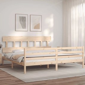 Estrutura de cama com cabeceira 200x200 cm madeira maciça