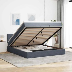Estrutura de cama otomana com colchão 180x200cm cinzento escuro