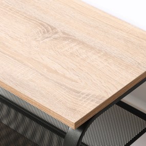 HOMCOM Sapateira Multiúso para 6-9 Pares de Sapatos Móvel com Estrutura Metálica para Entrada Corredor 66x30x47,5cm Carvalho e Preto