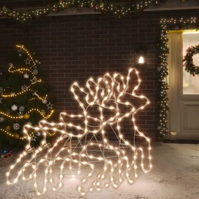 Figuras de rena de Natal + LEDs 3pcs 57x55x4,5 cm branco quente