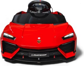Carro elétrico para crianças Lamborghini Lanzado 12V Pneus em borracha maciça, banco em pele sintética Vermelho