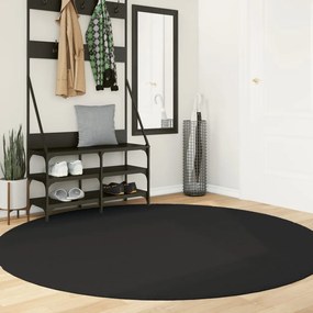vidaXL Tapete pelo curto macio e lavável HUARTE Ø 200 cm preto