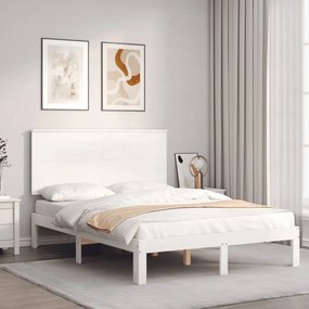 3193632 vidaXL Estrutura de cama de casal c/ cabeceira madeira maciça branco