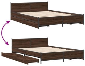 Estrutura cama c/ gavetas derivados madeira carvalho castanho