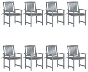 vidaXL Cadeiras de jardim c/ almofadões 8 pcs acácia maciça cinzento