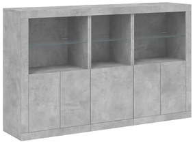 Aparador com luzes LED 162x37x100 cm cinzento cimento