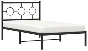 Estrutura de cama com cabeceira 100x190 cm metal preto