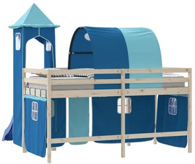 Cortinas para cama elevada com túnel e torre azul