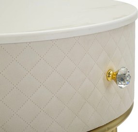 MESA DE CABECEIRA/TOCADOR COM PUFF Ø 52x70 - 36x39 CM CREME E DOURADO