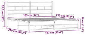 Estrutura cama sem colchão 183x213 cm metal carvalho castanho