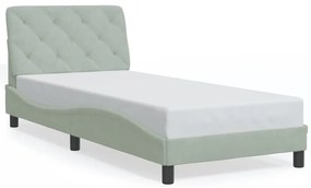 Estrutura de cama c/ luzes LED 90x200 cm veludo cinzento-claro