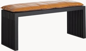 Banco em madeira de mogno com almofada em pele Rib