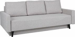 Sofá-cama Delbene 128, Cama com arrumação, Preto brilhante, Cinzento, 86x215x95cm, 101.01 kg, Pernas: Plástico