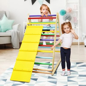 Escada Triangular Dobrável em Madeira Infantil para Escalada Promoção de Competências Motoras Colorido 120 x 71 x 110 cm
