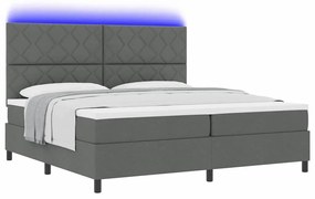 Cama Box com Colchão e LED em Cinza Escuro, 200x200 cm