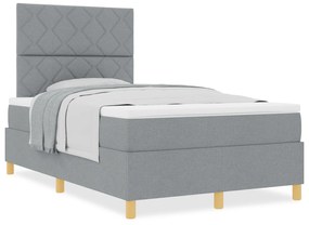 Cama Box Spring com Colchão Cinza Claro 120x200 cm Tecido