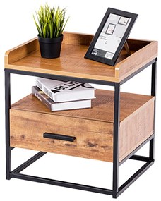 Mesa auxiliar para sofá, mesa de cabeçeira 49 x 45 x 40 cm Preto e Castanho
