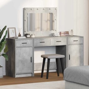 Conjunto de 3 Peças de Mesa de Maquiagem com LEDs em Madeira de Engenh