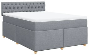 Cama com molas/colchão 160x200 cm tecido cinzento-claro