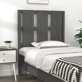 817967 vidaXL Cabeceira de cama 80,5x4x100cm madeira de pinho maciça cinzento