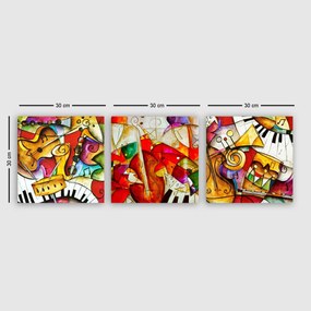 Pintura Decorativa em Tela 3P10478 – Multicolor – 30 x 30 cm (3 Peças)