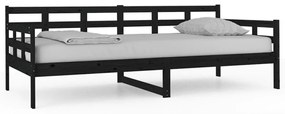 Sofá-cama 90x200 cm madeira de pinho maciça preto