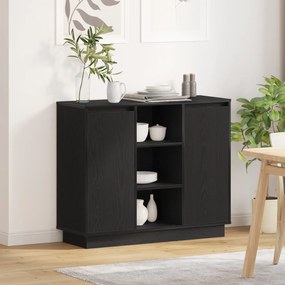 vidaXL Sideboard com LED Carvalho Preto 90x32x75 cm Madeira de Engenharia