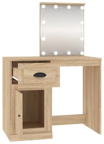 Toucador+luzes LED 90x50x132,5 cm deriv.madeira carvalho sonoma