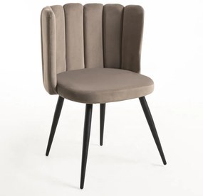 Conjunto de 2 Cadeiras Hawa em Veludo Bege Acastanhado - Design Modern